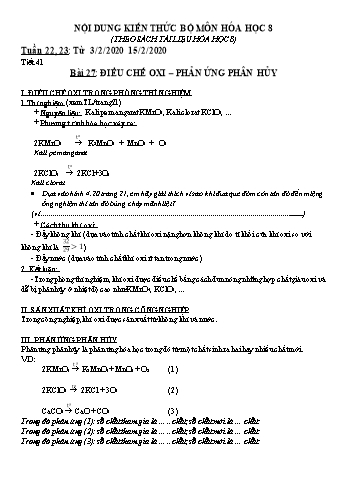 Bài giảng Hóa học Lớp 8 - Tuần 22+23