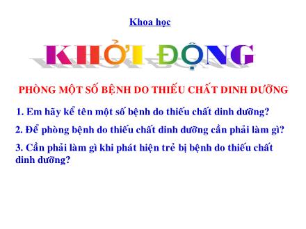 Bài giảng Khoa học Khối 4 - Bài: Phòng bệnh béo phì