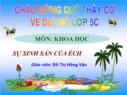 Bài giảng Khoa học Lớp 5 - Tiết 57: Sự sinh sản của ếch - Đỗ Thị Hồng Vân - Năm học 2010-2011