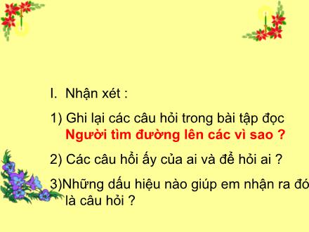 Bài giảng Luyện từ và câu Khối 4 - Bài: Câu hỏi và dấu chấm hỏi