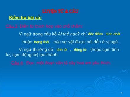 Bài giảng Luyện từ và câu Lớp 4 - Bài: Chủ ngữ trong câu kể Ai thế nào?