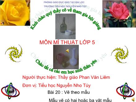 Bài giảng Mĩ thuật Lớp 5 - Bài: Vẽ theo mẫu: Mẫu vẽ có hai hoặc ba vật mẫu - Phan Văn Liêm - Năm học 2008-2009