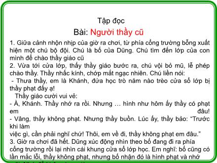 Bài giảng Tập đọc Lớp 2 - Bài: Người thầy cũ