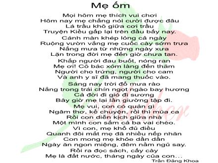 Bài giảng Tập đọc Lớp 4 - Bài: Mẹ ốm
