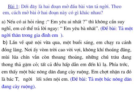 Bài giảng Tập làm văn Khối 5 - Bài: Mở bài