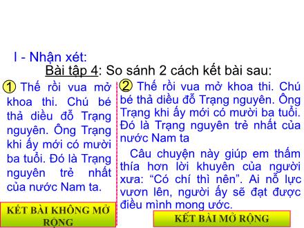 Bài giảng Tập làm văn Lớp 4 - Bài: Kết bài