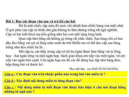 Bài giảng Tập làm văn Lớp 4 - Bài: Xây dựng đoạn văn miêu tả đồ vật