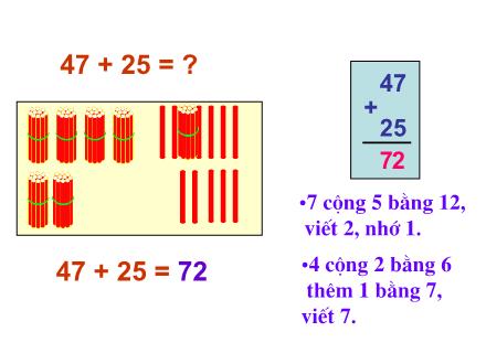 Bài giảng Toán Khối 2 - Bài: 47 + 25