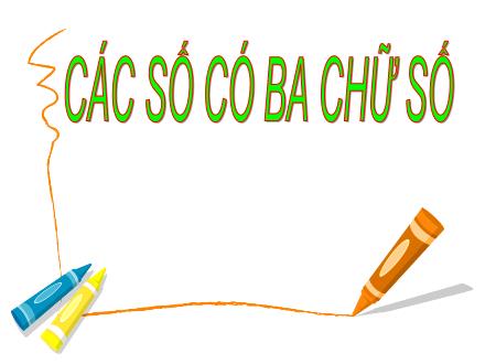 Bài giảng Toán Khối 2 - Bài: Các số có ba chữ số