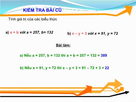 Bài giảng Toán Khối 4 - Bài: Biểu thức có chứa