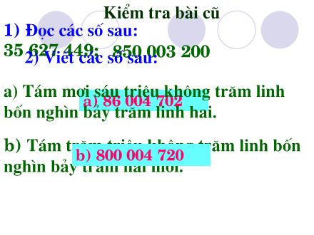 Bài giảng Toán Khối 4 - Bài: Dãy số tự nhiên