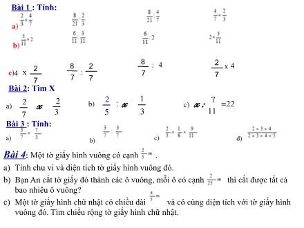 Bài giảng Toán Khối 4 - Bài: Ôn tập các phép tính với phân số (Tiếp theo)