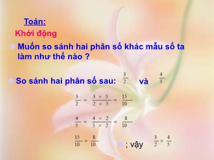 Bài giảng Toán Khối 4 - Bài: Phép cộng phân số