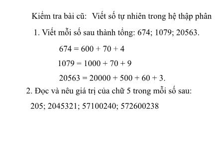 Bài giảng Toán Khối 4 - Bài: So sánh và xếp thứ tự các số tự nhiên