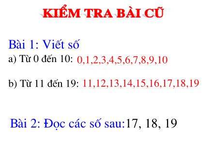 Bài giảng Toán Lớp 1 - Bài: Hai mươi, hai chục