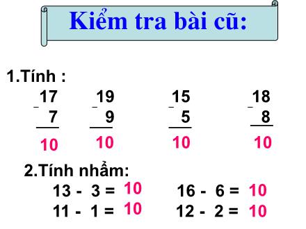 Bài giảng Toán Lớp 1 - Bài: Luyện tập (Trang 113) - Năm học 2011-2012