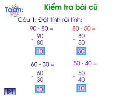 Bài giảng Toán Lớp 1 - Bài: Luyện tập (Trang 132) - Năm học 2011-2012 Bài giảng Toán Lớp 1 - Bài: Luyện tập (Trang 132) - Năm học 2011-2012