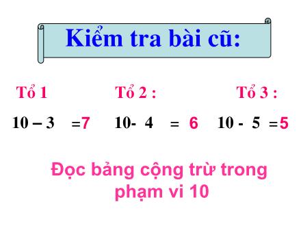 Bài giảng Toán Lớp 1 - Bài: Luyện tập (Trang 88) - Năm học 2011-2012