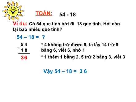 Bài giảng Toán Lớp 2 - Bài: 54 - 18