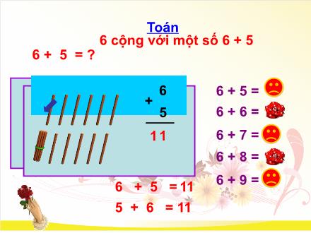 Bài giảng Toán Lớp 2 - Bài: 6 cộng với một số: 6 + 5