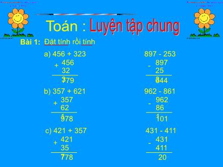 Bài giảng Toán Lớp 2 - Bài: Luyện tập chung