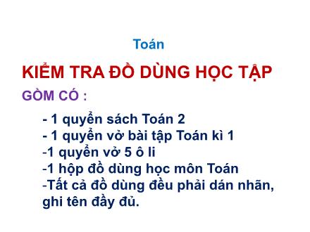 Bài giảng Toán Lớp 2 - Bài: Ôn tập các số đến 100