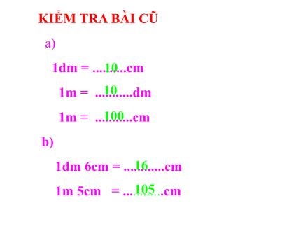 Bài giảng Toán Lớp 3 - Bài: Thực hành đo độ dài Bài giảng Toán Lớp 3 - Bài: Thực hành đo độ dài