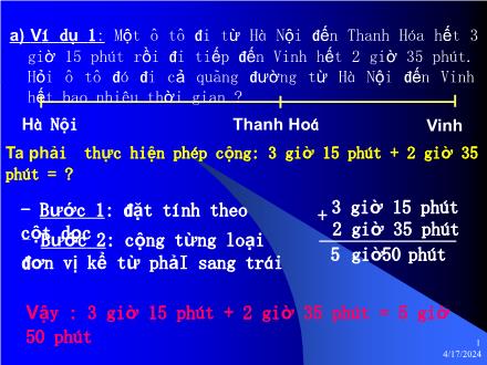 Bài giảng Toán Lớp 5 - Bài: Cộng số đo thời gian
