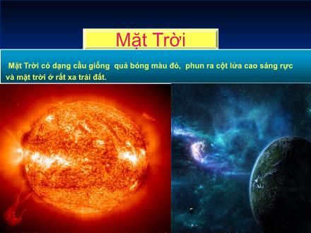 Bài giảng Tự nhiên và xã hội Khối 2 - Bài: Mặt trời