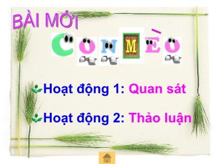 Bài giảng Tự nhiên và xã hội Lớp 1 - Bài: Con mèo
