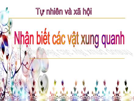 Bài giảng Tự nhiên và xã hội Lớp 1 - Bài: Nhận biết các vật xung quanh