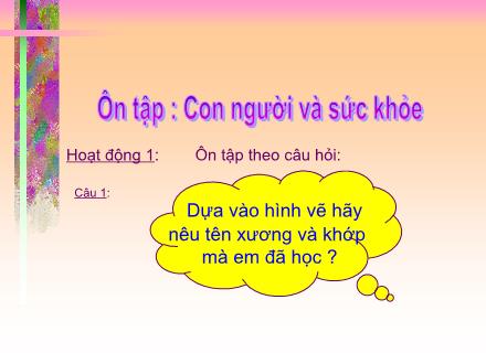 Bài giảng Tự nhiên và xã hội Lớp 2 - Bài: Ôn tập: Con người và sức khỏe