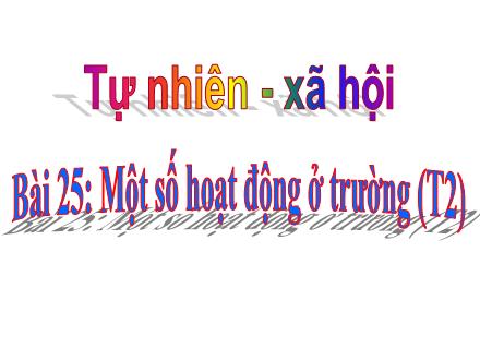 Bài giảng Tự nhiên và xã hội Lớp 3 - Bài 25: Một số hoạt động ở trường (Tiết 2)