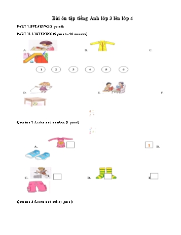 Bài ôn tập môn Tiếng Anh Lớp 3