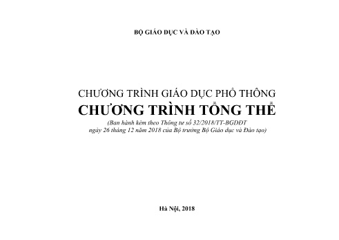 Chương trình giáo dục phổ thông - Chương trình tổng thể Chương trình giáo dục phổ thông - Chương trình tổng thể