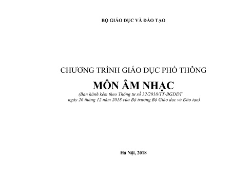 Chương trình giáo dục phổ thông - Môn Âm nhạc