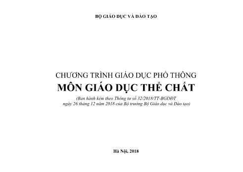 Chương trình giáo dục phổ thông - Môn Giáo dục thể chất