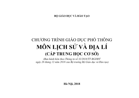 Chương trình giáo dục phổ thông - Môn Lịch sử và địa lí (Cấp THCS)