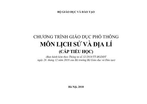 Chương trình giáo dục phổ thông - Môn Lịch sử và địa lí (Cấp tiểu học)