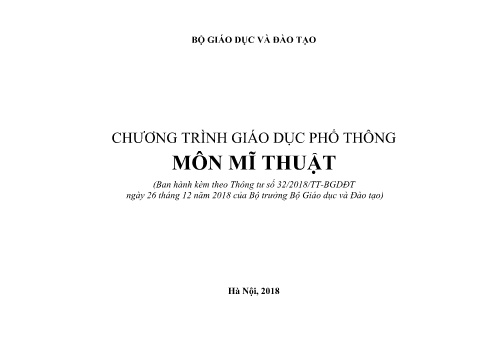Chương trình giáo dục phổ thông - Môn Mĩ thuật