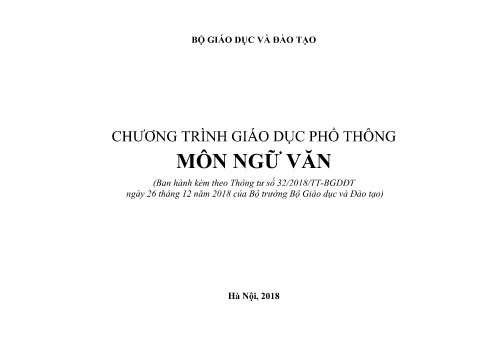 Chương trình giáo dục phổ thông - Môn Ngữ văn