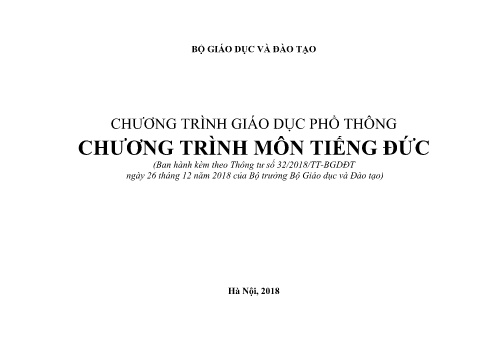 Chương trình giáo dục phổ thông - Môn Tiếng Đức
