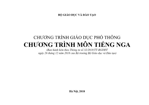 Chương trình giáo dục phổ thông - Môn Tiếng Nga