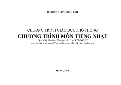 Chương trình giáo dục phổ thông - Môn Tiếng Nhật