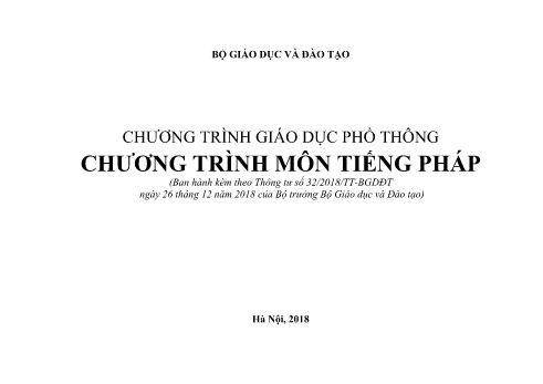 Chương trình giáo dục phổ thông - Môn Tiếng Pháp