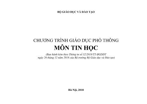 Chương trình giáo dục phổ thông - Môn Tin học