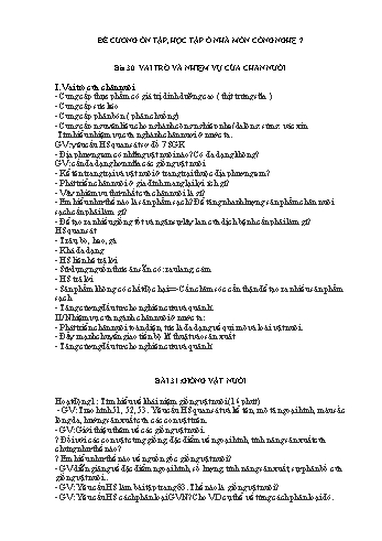 Đề cương ôn tập học kì II môn Công nghệ Lớp 7