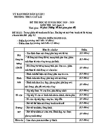 Đề kiểm tra học kì II môn Mĩ thuật Lớp 6+7+8 - Trường THCS Cát Lái - Năm học 2019-2020