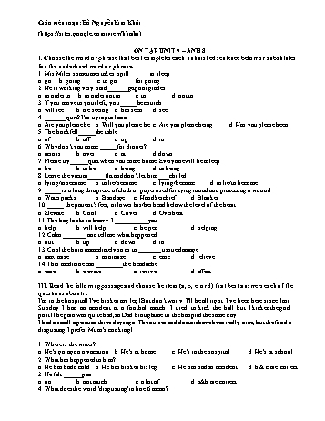 Đề ôn tập môn Tiếng Anh Lớp 8 - Unit 9 - Hồ Nguyễn Kim Khôi