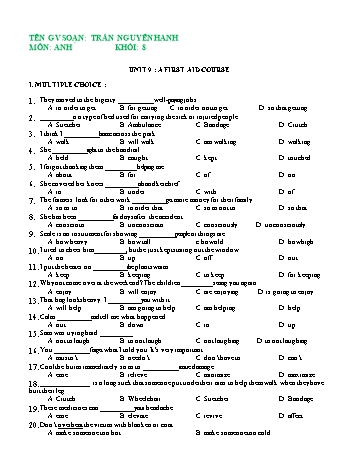 Đề ôn tập môn Tiếng Anh Lớp 8 - Unit 9+10 - Trần Nguyễn Hanh